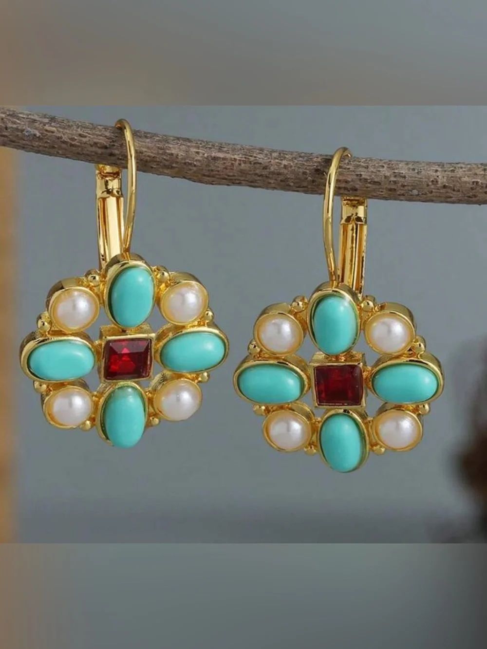 Gold flowers multiple color hoop N1508
